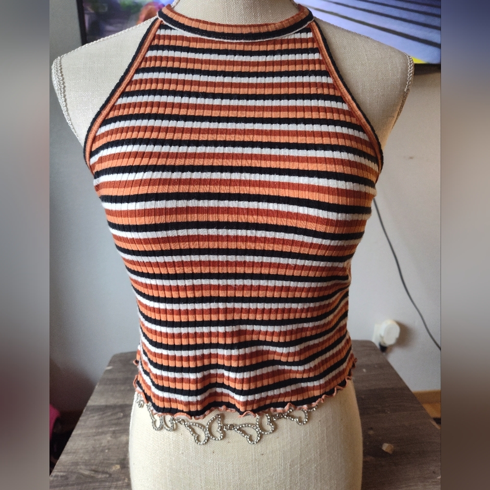 Striped Ribbed Halter Top Vintage Mudd